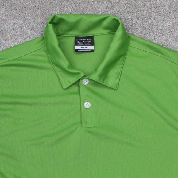 Nike Golf Polo Shirt Men Medium Green Dri-Fit Texture Polyester S/S Pullover - Picture 7 of 13
